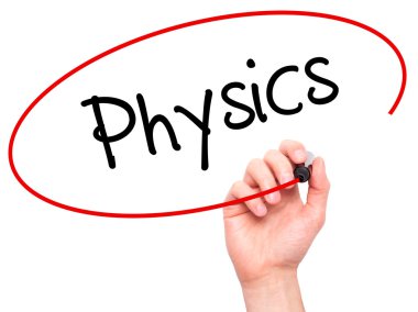 Adam el fizik ile siyah kalemi görsel ekranda yazma.