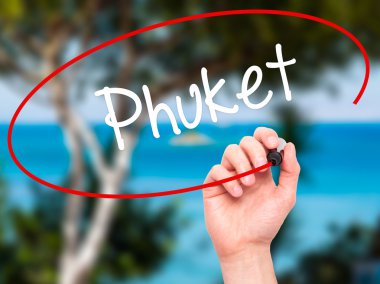 Adam el Phuket ile siyah kalemi görsel ekranda yazma.