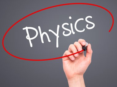 Adam el fizik ile siyah kalemi görsel ekranda yazma.