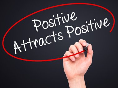 Adam el çeken pozitif pozitif siyah kalemi ile yazma