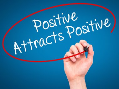 Adam el çeken pozitif pozitif siyah kalemi ile yazma