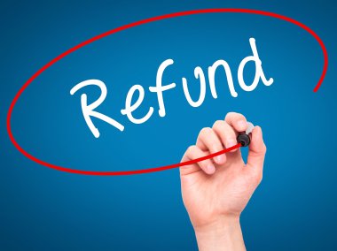 Adam el geri ödeme ile siyah kalemi görsel ekranda yazma.