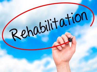 Adam el rehabilitasyon ile siyah kalemi görsel scre yazma.