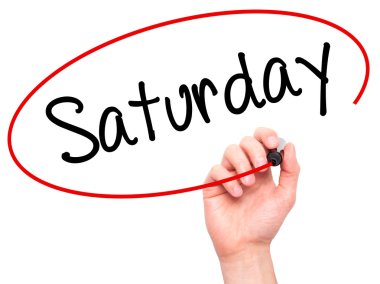 Adam el Cumartesi ile siyah kalemi görsel ekranda yazma.