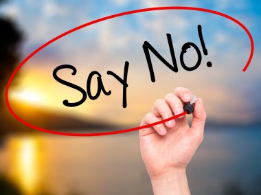 Adam el say hayır yazma! görsel ekran ile siyah kalemi