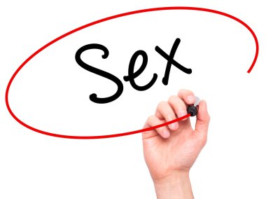 Adam el seks ile siyah kalemi görsel ekranda yazma.