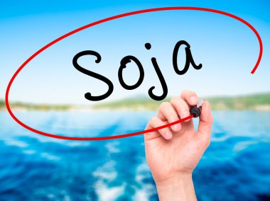 Adam el ile siyah kalemi soya (soya Portekizce) yazma 