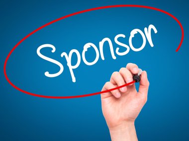 Adam el sponsor ile siyah kalemi görsel ekranda yazma.