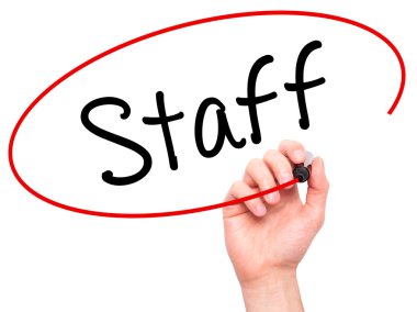 Adam el personel ile siyah kalemi görsel ekranda yazma.