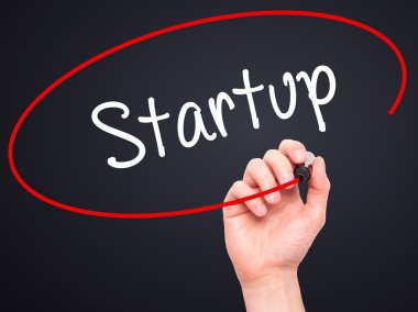 Adam el başlangıç ile siyah kalemi görsel ekranda yazma.