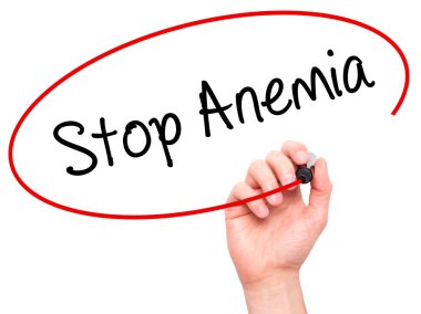 Man Hand writing Stop Anemia with black marker on visual screen clipart