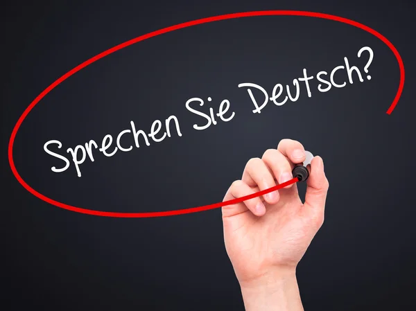 Man Hand menulis & quot; Sprechen Sie Deutsch? & quot; (Dalam bahasa Jerman  - — Stok Foto