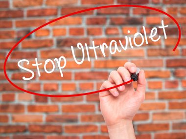 Adam el durdurmak ultraviyole ile siyah kalemi görsel sc yazma