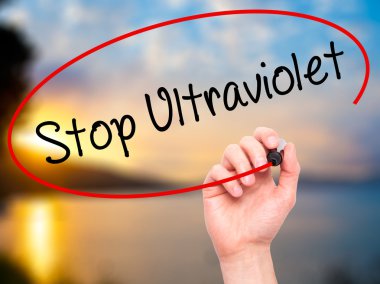 Adam el durdurmak ultraviyole ile siyah kalemi görsel sc yazma