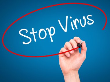 Adam el durmak virüs ile siyah kalemi görsel ekranda yazma.