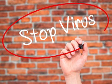 Adam el durmak virüs ile siyah kalemi görsel ekranda yazma.