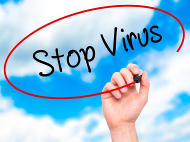 Adam el durmak virüs ile siyah kalemi görsel ekranda yazma.