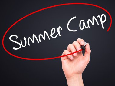 Adam el yaz kampı ile siyah kalemi görsel ekranda yazma.