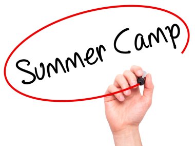 Adam el yaz kampı ile siyah kalemi görsel ekranda yazma.