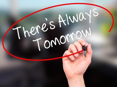 Her zaman yarın v üzerinde siyah kalemi ile 's yazmaya adam el