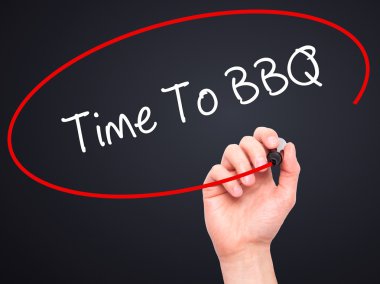 Adam el saat-Barbekü ile siyah kalemi görsel ekranda yazma.