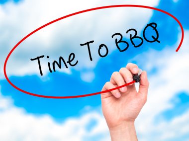 Adam el saat-Barbekü ile siyah kalemi görsel ekranda yazma.