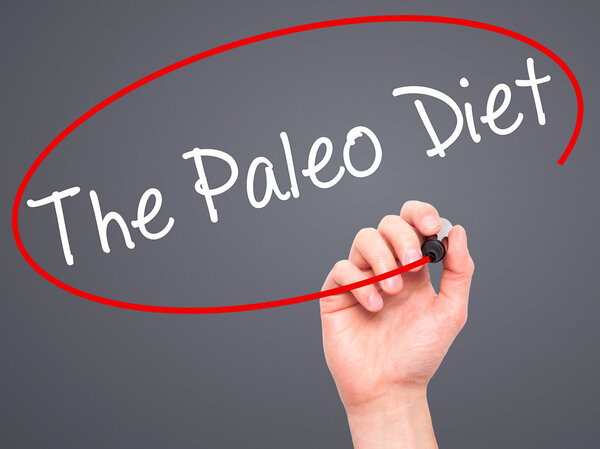 Man Hand writing The Paleo Diet with black marker on visual scre