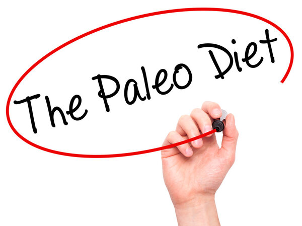 Man Hand writing The Paleo Diet with black marker on visual scre