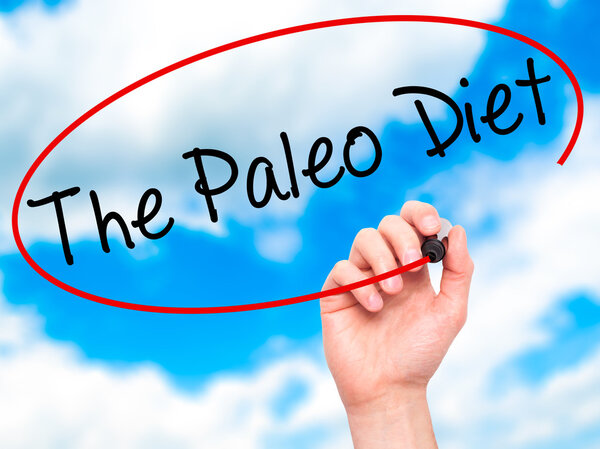 Man Hand writing The Paleo Diet with black marker on visual scre