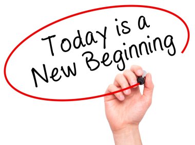 Adam el bugün yazma v siyah kalemi ile yeni bir başlangıçtır