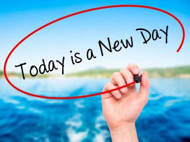 Adam el bugün yazma visual üzerinde siyah kalemi ile yeni bir günüm 