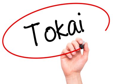 Adam el Tokai siyah kalemi ile görsel ekranda yazma.