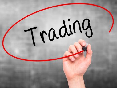 Adam el ticaret ile siyah kalemi görsel ekranda yazma.