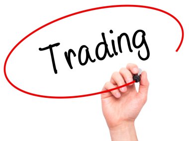 Adam el ticaret ile siyah kalemi görsel ekranda yazma.