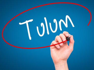 Adam el tulum ile siyah kalemi görsel ekranda yazma.