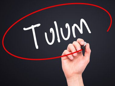 Adam el tulum ile siyah kalemi görsel ekranda yazma.