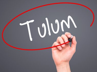 Adam el tulum ile siyah kalemi görsel ekranda yazma.