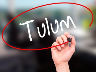 Adam el tulum ile siyah kalemi görsel ekranda yazma.