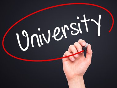 Adam el Üniversitesi ile siyah kalemi görsel ekranda yazma.