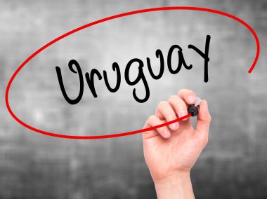 Adam el Uruguay ile siyah kalemi görsel ekranda yazma.