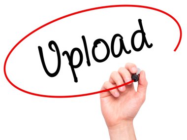 Adam el upload ile siyah kalemi görsel ekranda yazma.