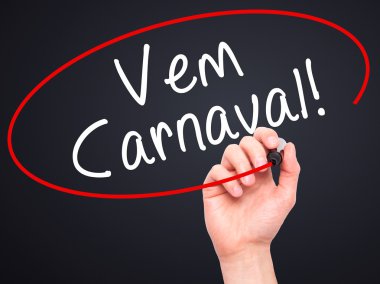 Karnaval yazma adam el ile siyah m (Portekizce olarak) geliyor