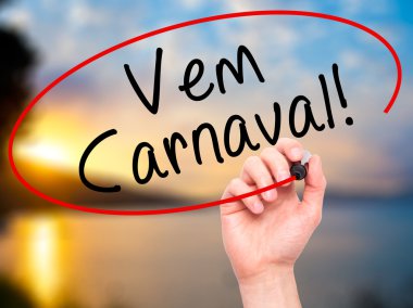 Karnaval yazma adam el ile siyah m (Portekizce olarak) geliyor