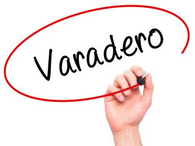 Adam el Varadero siyah kalemi ile görsel ekranda yazma.