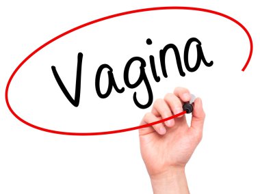 Adam el vajina ile siyah kalemi görsel ekranda yazma.