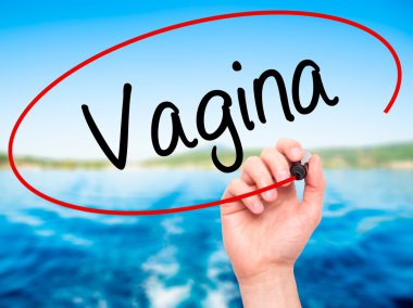 Adam el vajina ile siyah kalemi görsel ekranda yazma.