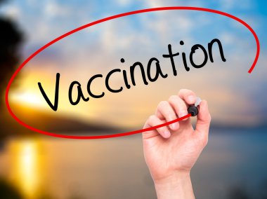 Adam el aşı ile siyah kalemi görsel ekranda yazma.