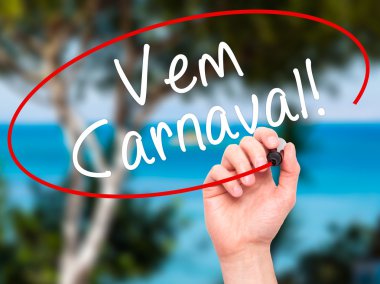Karnaval yazma adam el ile siyah m (Portekizce olarak) geliyor