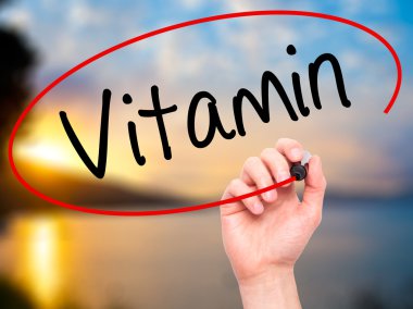 Adam el vitamini ile siyah kalemi görsel ekranda yazma.