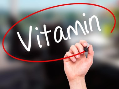 Adam el vitamini ile siyah kalemi görsel ekranda yazma.